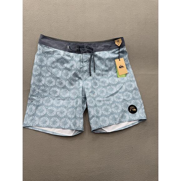 Quiksilver Shorts Mens 33 Blue Highline Recycled Boardshorts 18" Hemp Blend - Picture 1 of 7